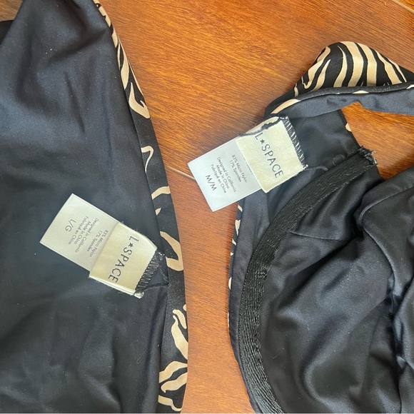 L*Space Camellia Cabana Bikini Set Magnolia Floral Print Black Swimsuit Size M/L - Picture 6 of 7